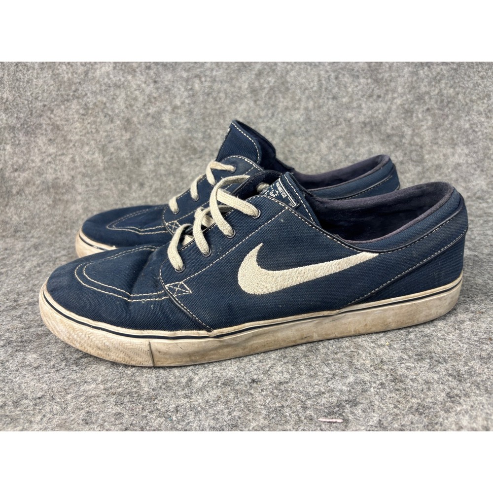 Nike SB Stefan Janoski Mens 11.5 Navy Blue Canvas Skate Shoes 615957-411